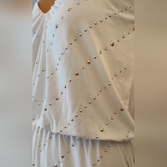 WHBM Embellished Midi Dress White, Silver and Gold - Picture 7 of 11